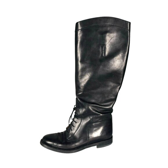 Gucci Black Boulanger Equestrian Tall Lace Up Leather Boots - Picture 4 of 16